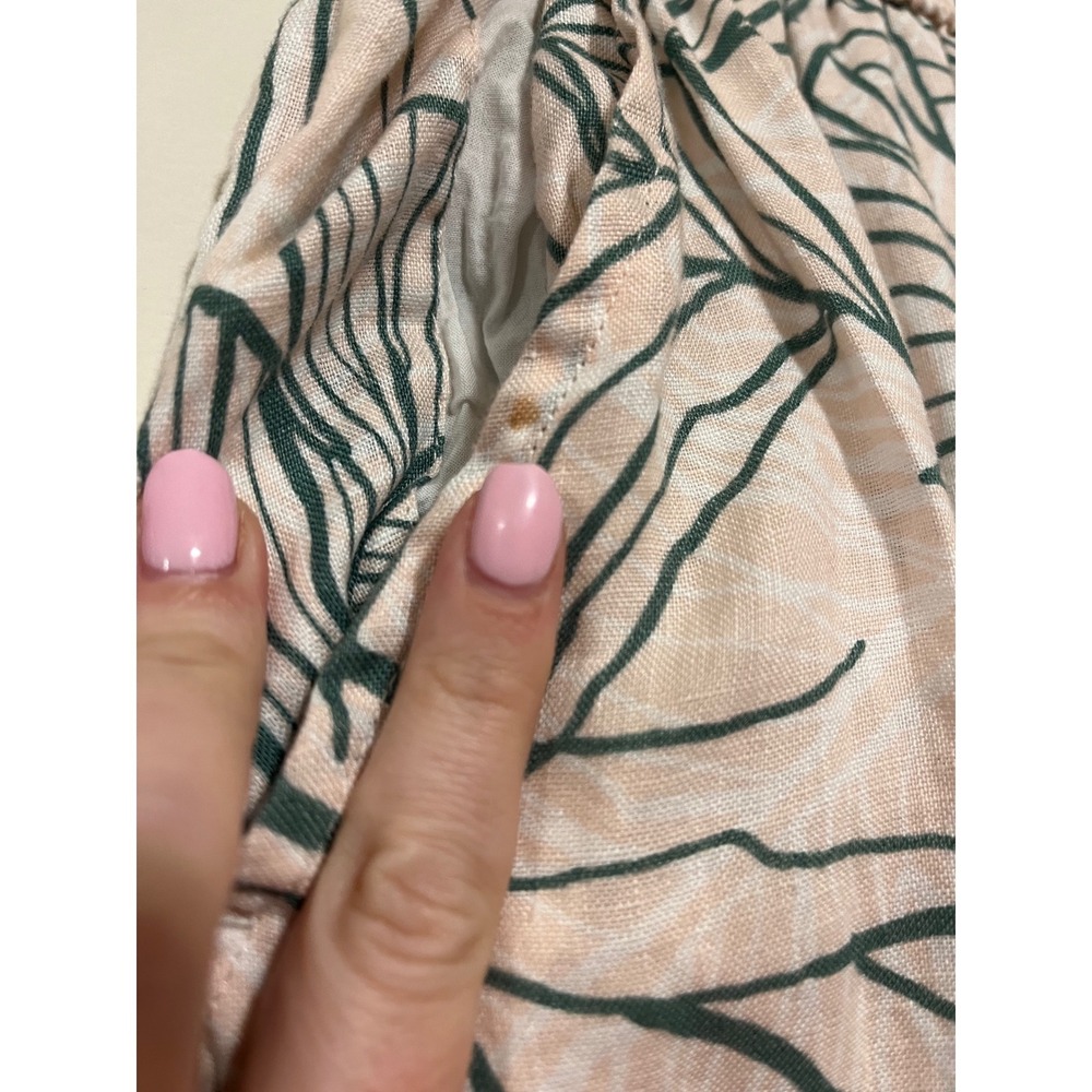 Rachel Zoe 100% Linen Tropical Palm Leaf Wide Leg Pants Peach Green Plus 1X - Picture 5 of 9